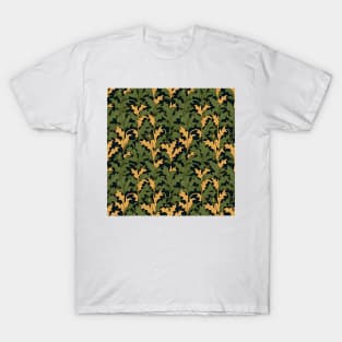 Autumn Elegance: Green and Golden Leaf T-Shirt